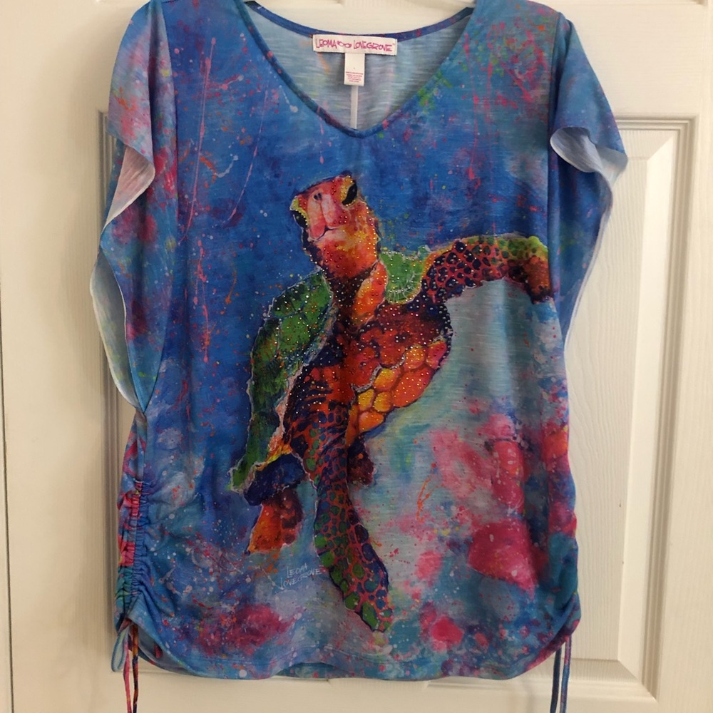 Leoma Lovegrove turtle shirt with tie sides.